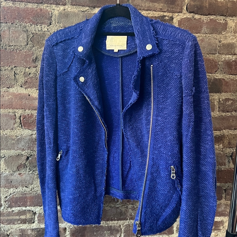Rebecca Taylor tweed fringe moto jacket